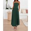 imageBTFBM Summer Maxi Dresses for Women 2025 Strapless Ruched Tube Top Flowy Beach Vacation Wedding Guest Dress PocketsDark Green