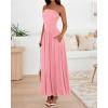 imageBTFBM Summer Maxi Dresses for Women 2025 Strapless Ruched Tube Top Flowy Beach Vacation Wedding Guest Dress PocketsPink
