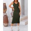 imageBTFBM Women Fall Knit Sweater Dress Set Bodycon Slit Midi Dresses Button Down Long Sleeve Cropped Cardigan 2 Piece SetsArmy Green