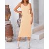 imageBTFBM Women Fall Knit Sweater Dress Set Bodycon Slit Midi Dresses Button Down Long Sleeve Cropped Cardigan 2 Piece SetsBeige