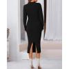 imageBTFBM Women Fall Knit Sweater Dress Set Bodycon Slit Midi Dresses Button Down Long Sleeve Cropped Cardigan 2 Piece SetsBlack