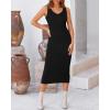 imageBTFBM Women Fall Knit Sweater Dress Set Bodycon Slit Midi Dresses Button Down Long Sleeve Cropped Cardigan 2 Piece SetsBlack