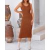 imageBTFBM Women Fall Knit Sweater Dress Set Bodycon Slit Midi Dresses Button Down Long Sleeve Cropped Cardigan 2 Piece SetsCaramel