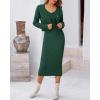 imageBTFBM Women Fall Knit Sweater Dress Set Bodycon Slit Midi Dresses Button Down Long Sleeve Cropped Cardigan 2 Piece SetsDark Green