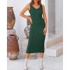 imageBTFBM Women Fall Knit Sweater Dress Set Bodycon Slit Midi Dresses Button Down Long Sleeve Cropped Cardigan 2 Piece SetsDark Green
