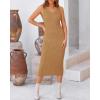 imageBTFBM Women Fall Knit Sweater Dress Set Bodycon Slit Midi Dresses Button Down Long Sleeve Cropped Cardigan 2 Piece SetsKhaki