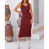 imageBTFBM Women Fall Knit Sweater Dress Set Bodycon Slit Midi Dresses Button Down Long Sleeve Cropped Cardigan 2 Piece SetsWine Red