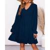 imageBTFBM Women Smocked Short Dress V Neck Long Sleeve Casual Swiss Dot Ruffle Chiffon Flowy Mini Summer Spring Dresses 2025Dark Blue