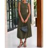 imageBTFBM Womens 2025 Summer Casual Sleeveless Midi Dress Patchwork Knit Tank Bubble Long Flowy Beach Maxi Sundress PocketsArmy Green