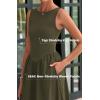 imageBTFBM Womens 2025 Summer Casual Sleeveless Midi Dress Patchwork Knit Tank Bubble Long Flowy Beach Maxi Sundress PocketsArmy Green