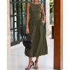 imageBTFBM Womens 2025 Summer Casual Sleeveless Midi Dress Patchwork Knit Tank Bubble Long Flowy Beach Maxi Sundress PocketsArmy Green