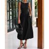 imageBTFBM Womens 2025 Summer Casual Sleeveless Midi Dress Patchwork Knit Tank Bubble Long Flowy Beach Maxi Sundress PocketsBlack