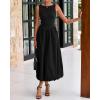 imageBTFBM Womens 2025 Summer Casual Sleeveless Midi Dress Patchwork Knit Tank Bubble Long Flowy Beach Maxi Sundress PocketsBlack