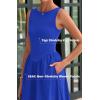 imageBTFBM Womens 2025 Summer Casual Sleeveless Midi Dress Patchwork Knit Tank Bubble Long Flowy Beach Maxi Sundress PocketsBlue
