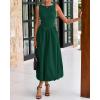 imageBTFBM Womens 2025 Summer Casual Sleeveless Midi Dress Patchwork Knit Tank Bubble Long Flowy Beach Maxi Sundress PocketsDark Green