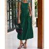 imageBTFBM Womens 2025 Summer Casual Sleeveless Midi Dress Patchwork Knit Tank Bubble Long Flowy Beach Maxi Sundress PocketsDark Green