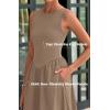 imageBTFBM Womens 2025 Summer Casual Sleeveless Midi Dress Patchwork Knit Tank Bubble Long Flowy Beach Maxi Sundress PocketsKhaki