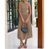 imageBTFBM Womens 2025 Summer Casual Sleeveless Midi Dress Patchwork Knit Tank Bubble Long Flowy Beach Maxi Sundress PocketsKhaki