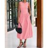 imageBTFBM Womens 2025 Summer Casual Sleeveless Midi Dress Patchwork Knit Tank Bubble Long Flowy Beach Maxi Sundress PocketsPink