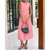 imageBTFBM Womens 2025 Summer Casual Sleeveless Midi Dress Patchwork Knit Tank Bubble Long Flowy Beach Maxi Sundress PocketsPink