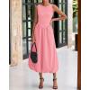 imageBTFBM Womens 2025 Summer Casual Sleeveless Midi Dress Patchwork Knit Tank Bubble Long Flowy Beach Maxi Sundress PocketsPink