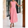 imageBTFBM Womens 2025 Summer Casual Sleeveless Midi Dress Patchwork Knit Tank Bubble Long Flowy Beach Maxi Sundress PocketsPink