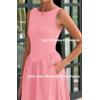 imageBTFBM Womens 2025 Summer Casual Sleeveless Midi Dress Patchwork Knit Tank Bubble Long Flowy Beach Maxi Sundress PocketsPink