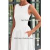 imageBTFBM Womens 2025 Summer Casual Sleeveless Midi Dress Patchwork Knit Tank Bubble Long Flowy Beach Maxi Sundress PocketsWhite