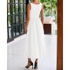 imageBTFBM Womens 2025 Summer Casual Sleeveless Midi Dress Patchwork Knit Tank Bubble Long Flowy Beach Maxi Sundress PocketsWhite