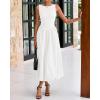 imageBTFBM Womens 2025 Summer Casual Sleeveless Midi Dress Patchwork Knit Tank Bubble Long Flowy Beach Maxi Sundress PocketsWhite