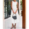 imageBTFBM Womens 2025 Summer Casual Sleeveless Midi Dress Patchwork Knit Tank Bubble Long Flowy Beach Maxi Sundress PocketsWhite