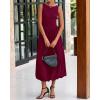 imageBTFBM Womens 2025 Summer Casual Sleeveless Midi Dress Patchwork Knit Tank Bubble Long Flowy Beach Maxi Sundress PocketsWine Red