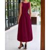 imageBTFBM Womens 2025 Summer Casual Sleeveless Midi Dress Patchwork Knit Tank Bubble Long Flowy Beach Maxi Sundress PocketsWine Red