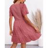 imageBTFBM Womens Beach Vacation Dress V Neck Short Sleeve Smocked Swiss Dot Casual Ruffle Mini Spring Summer Dresses 2025Bean Paste Red