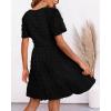 imageBTFBM Womens Beach Vacation Dress V Neck Short Sleeve Smocked Swiss Dot Casual Ruffle Mini Spring Summer Dresses 2025Black