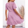 imageBTFBM Womens Beach Vacation Dress V Neck Short Sleeve Smocked Swiss Dot Casual Ruffle Mini Spring Summer Dresses 2025Dusty Pink