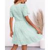 imageBTFBM Womens Beach Vacation Dress V Neck Short Sleeve Smocked Swiss Dot Casual Ruffle Mini Spring Summer Dresses 2025Light Green