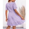 imageBTFBM Womens Beach Vacation Dress V Neck Short Sleeve Smocked Swiss Dot Casual Ruffle Mini Spring Summer Dresses 2025Light Purple