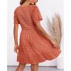 imageBTFBM Womens Beach Vacation Dress V Neck Short Sleeve Smocked Swiss Dot Casual Ruffle Mini Spring Summer Dresses 2025Orange