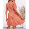 imageBTFBM Womens Beach Vacation Dress V Neck Short Sleeve Smocked Swiss Dot Casual Ruffle Mini Spring Summer Dresses 2025Orange Pink