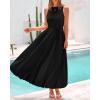 imageBTFBM 2025 Women Summer Vacation Dresses Sleeveless Crewneck Loose Beach Sundress Bubble Hem Tank Maxi Dress PocketsBlack