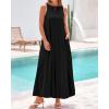 imageBTFBM 2025 Women Summer Vacation Dresses Sleeveless Crewneck Loose Beach Sundress Bubble Hem Tank Maxi Dress PocketsBlack
