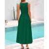 imageBTFBM 2025 Women Summer Vacation Dresses Sleeveless Crewneck Loose Beach Sundress Bubble Hem Tank Maxi Dress PocketsDark Green