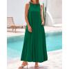 imageBTFBM 2025 Women Summer Vacation Dresses Sleeveless Crewneck Loose Beach Sundress Bubble Hem Tank Maxi Dress PocketsDark Green