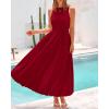 imageBTFBM 2025 Women Summer Vacation Dresses Sleeveless Crewneck Loose Beach Sundress Bubble Hem Tank Maxi Dress PocketsJujube Red
