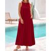 imageBTFBM 2025 Women Summer Vacation Dresses Sleeveless Crewneck Loose Beach Sundress Bubble Hem Tank Maxi Dress PocketsJujube Red