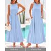 imageBTFBM 2025 Women Summer Vacation Dresses Sleeveless Crewneck Loose Beach Sundress Bubble Hem Tank Maxi Dress PocketsLight Blue