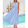 imageBTFBM 2025 Women Summer Vacation Dresses Sleeveless Crewneck Loose Beach Sundress Bubble Hem Tank Maxi Dress PocketsLight Blue