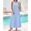 imageBTFBM 2025 Women Summer Vacation Dresses Sleeveless Crewneck Loose Beach Sundress Bubble Hem Tank Maxi Dress PocketsLight Blue