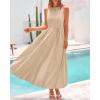 imageBTFBM 2025 Women Summer Vacation Dresses Sleeveless Crewneck Loose Beach Sundress Bubble Hem Tank Maxi Dress PocketsLight Khaki